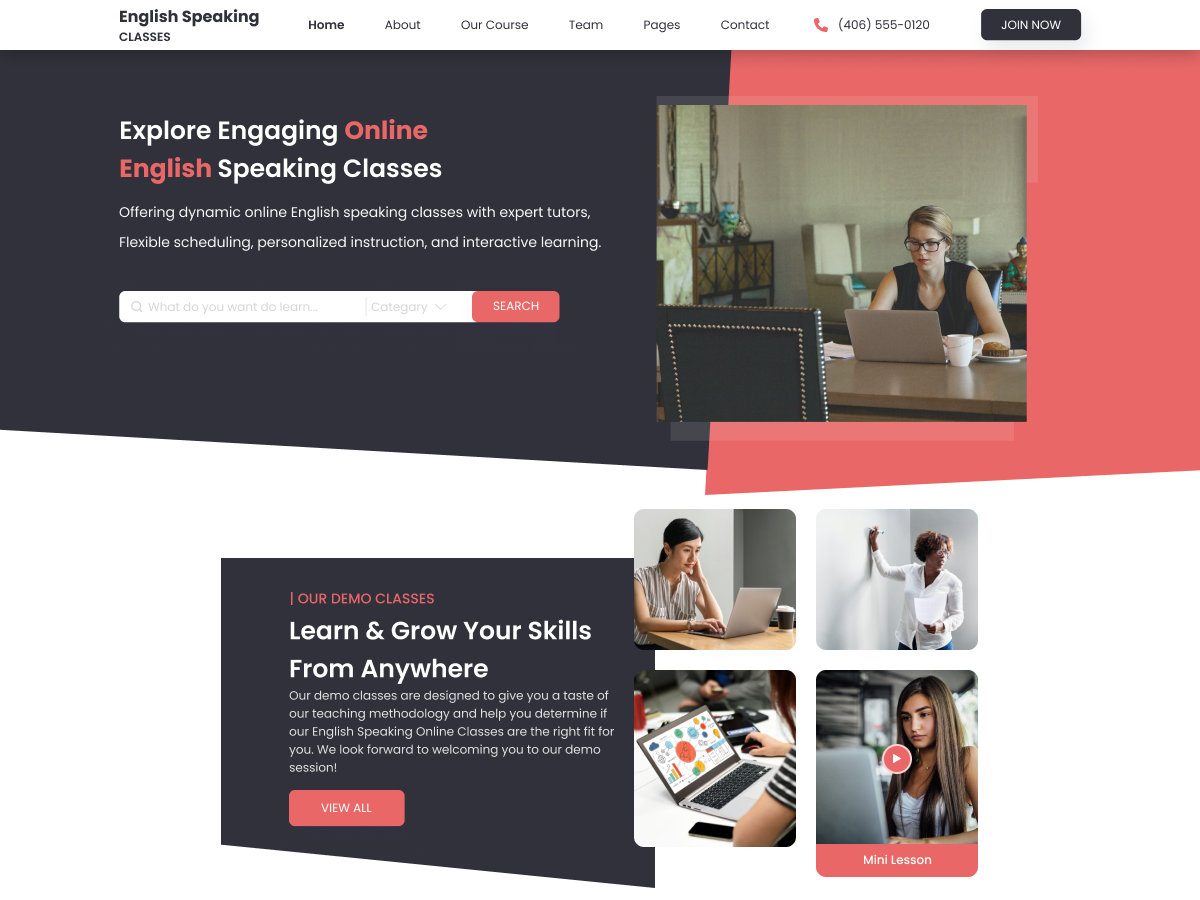 Free English Classes WordPress Theme