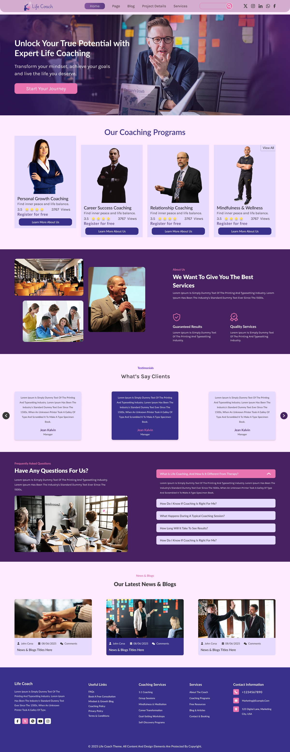 Free Personal life coach WordPress Theme