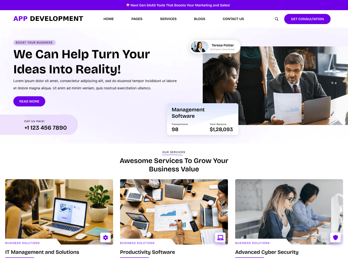 Free Development Company WordPress Theme