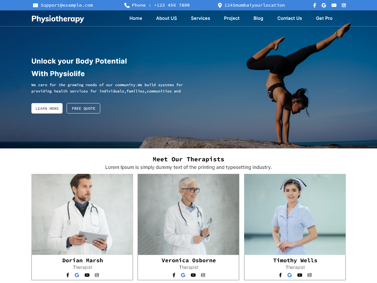 Free Physiotherapy WordPress Theme For Physio Clinics