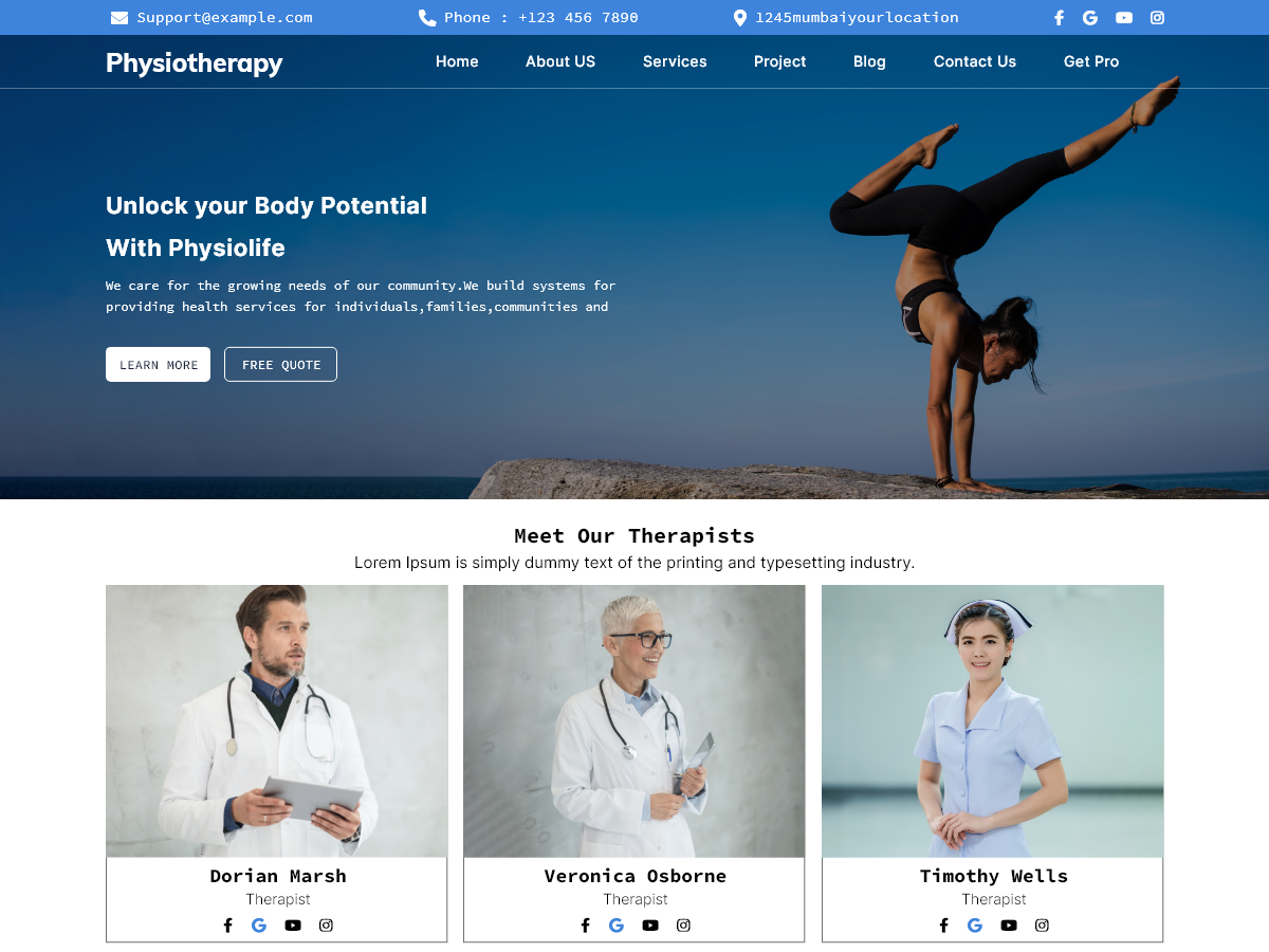 Free Physiotherapy WordPress Theme 
