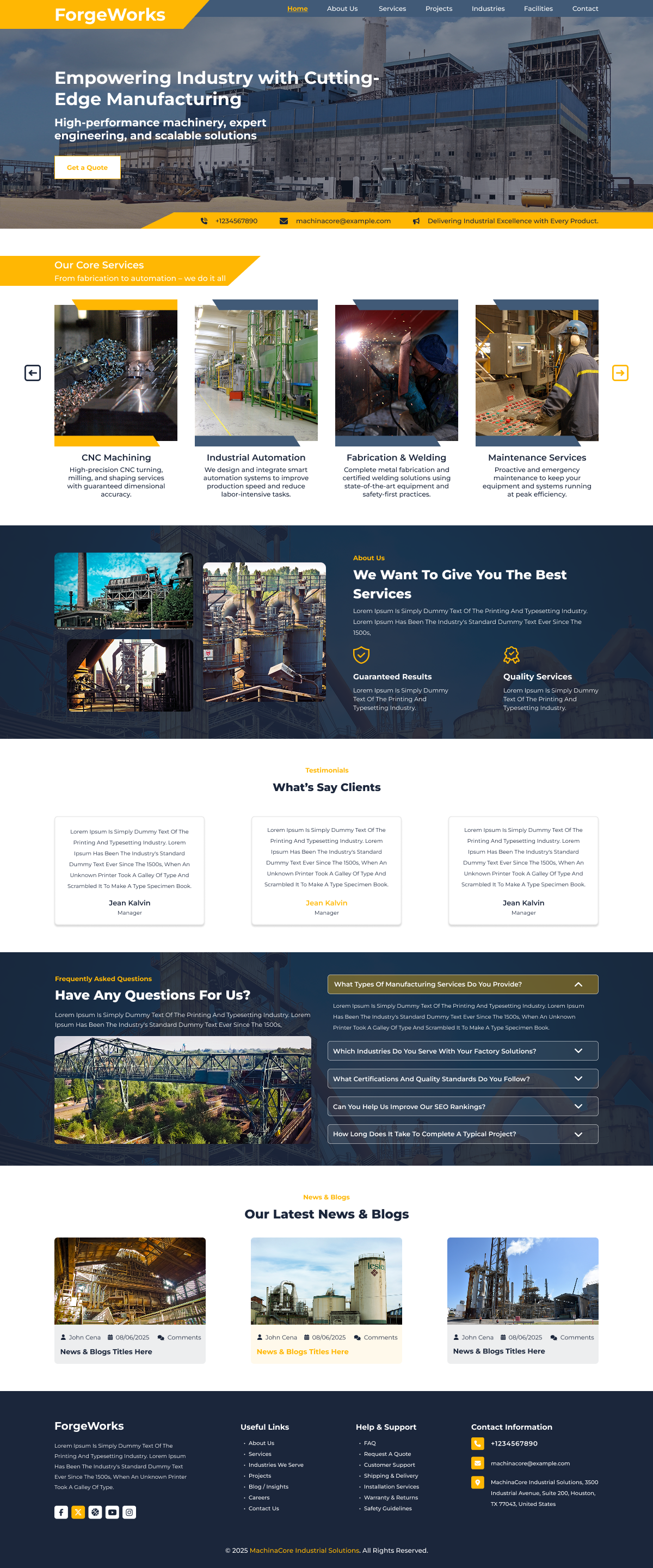 Free Production Industry WordPress Theme