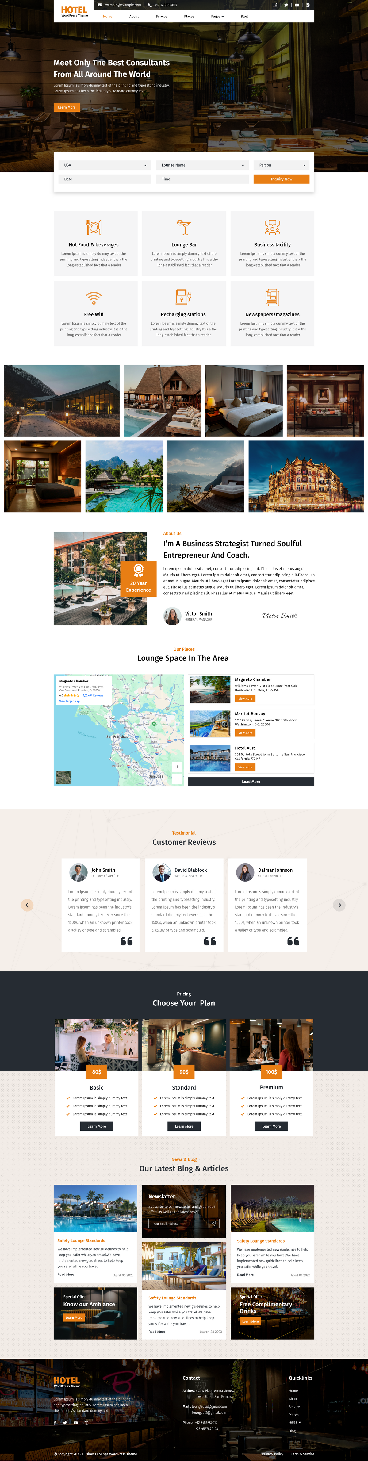 Suite WordPress theme demo homepage layout for hotel and resort website