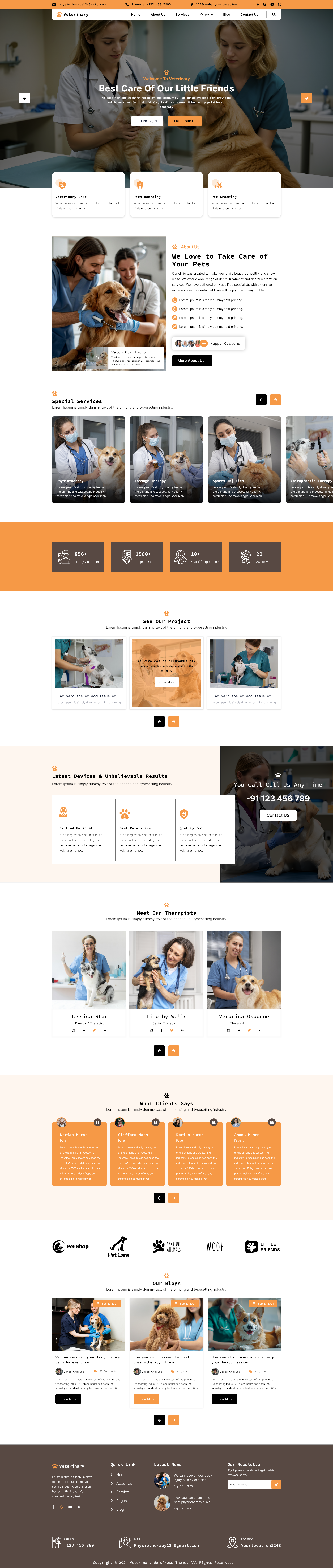 Veterinary Blog Layout Veterinary WordPress Theme - Professional Pet Care Website Design
